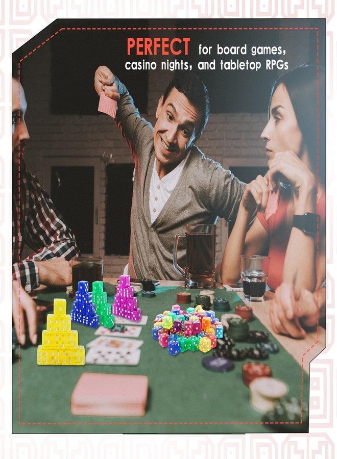 Cotiny 80 Pcs 19mm Acrylic Dice Translucent D6 Casino Dice Colored Game Dices Bulk for Board Game Vegas Casino Birthday Themed Party Supplies, 8 Colors - Image 4